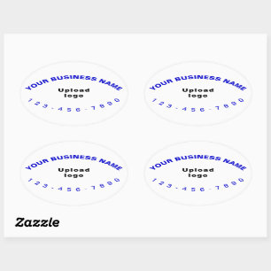 Sticker Ovale Numéro de téléphone professionnel Textes bleus sur