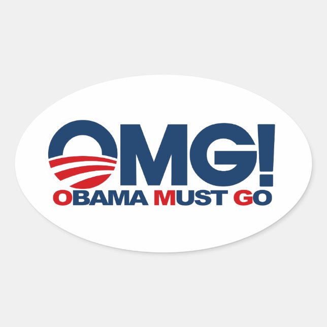 Sticker Ovale Oh mon Dieu ! Obama doit partir (Devant)
