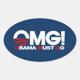 Sticker Ovale Oh mon Dieu ! Obama doit partir