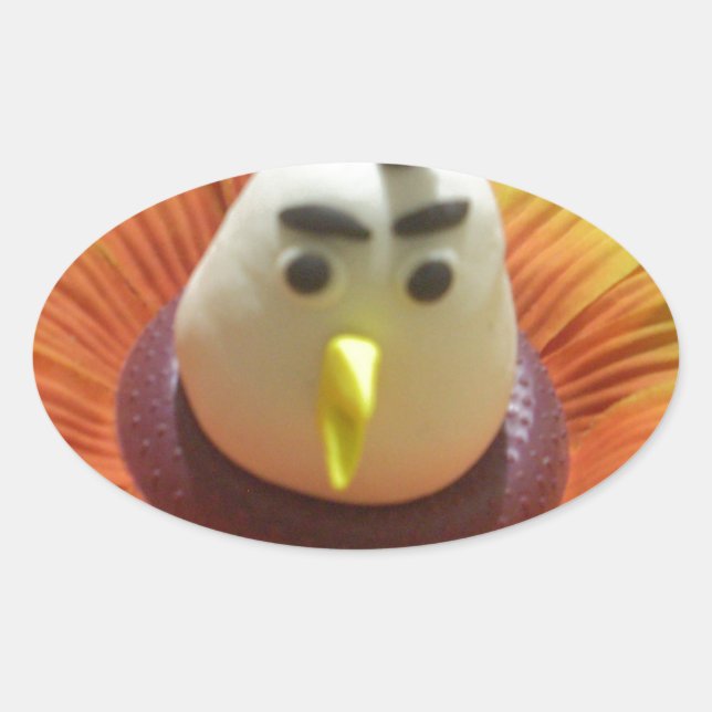 Sticker Ovale Oiseau sculpté en Tournesol Imprimer (Devant)