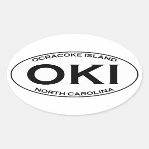 Sticker Ovale OKI - Logo d'ovale d'île d'Ocracoke