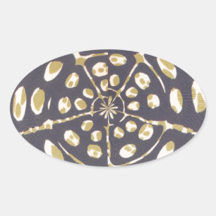 Sticker Ovale Olive Green Polka Point Radial Motif Art Imprimer