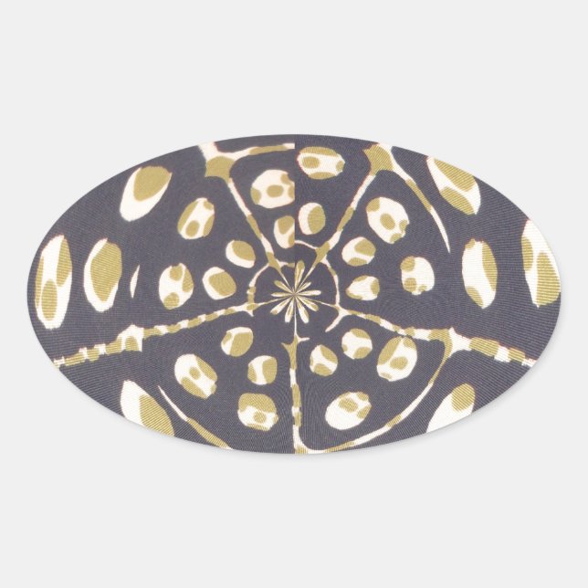 Sticker Ovale Olive Green Polka Point Radial Motif Art Imprimer (Devant)