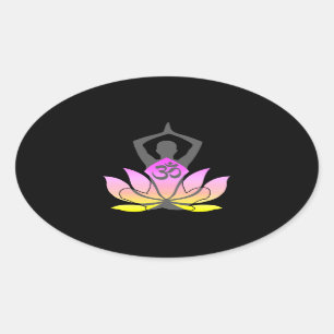 Sticker Ovale OM Namaste Spirituelle Lotus Fleur Yoga Pose