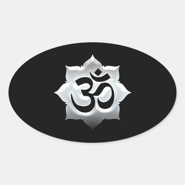 Sticker Ovale OM Symbole Lotus Spiritualité Yoga Crest (Devant)