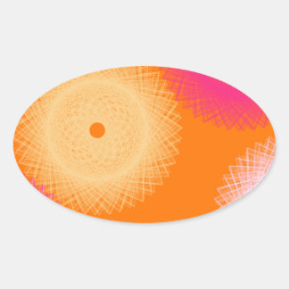 Sticker Ovale orange et rose pop couleur
