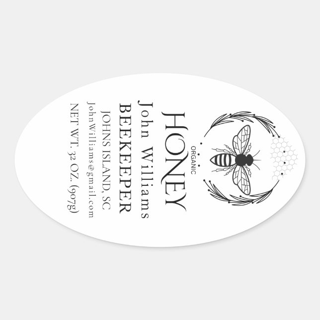 Sticker Ovale Organic honey bee queen  (Devant)