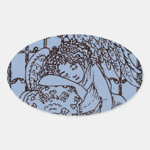 STICKER OVALE OUVERTURE DE L'ANGE DE GUARDIAN, SYMPATHIE DU MOUR