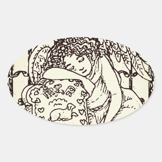 STICKER OVALE OUVRIR LA FEUILLE DE BÂTIMENTS DE CEMETTRE DE L'AN (Devant)