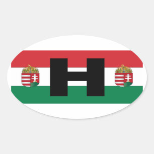 Sticker Ovale Ovale de drapeau de la Hongrie