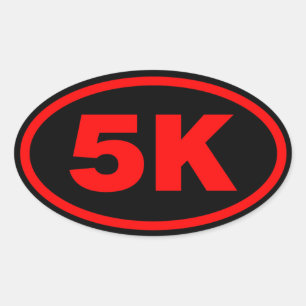 Sticker Ovale ovale rouge et noir du coureur 5K