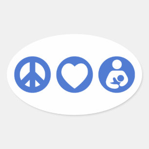 Sticker Ovale Paix Amour Allaitement