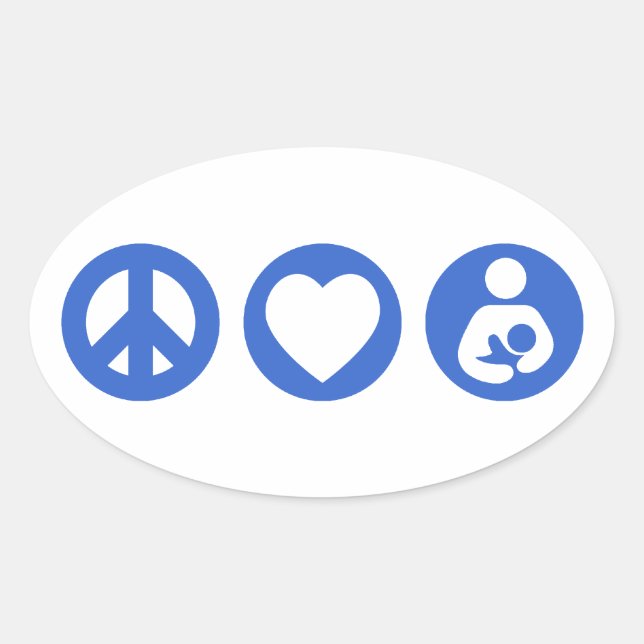 Sticker Ovale Paix Amour Allaitement (Devant)