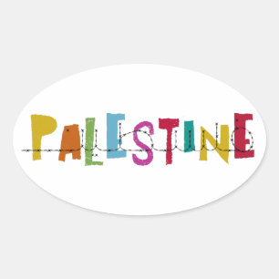 Sticker Ovale PALESTINE Nom arabe Coloré