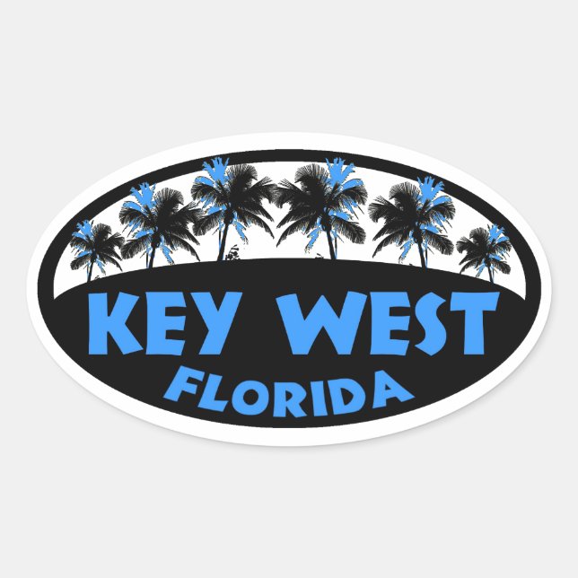 Sticker Ovale Palmiers noirs bleus de Floride occidentale (Devant)