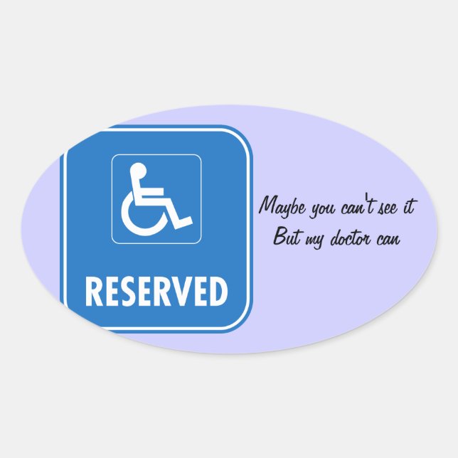 Sticker Ovale Panneau de stationnement pour Handicap (Devant)