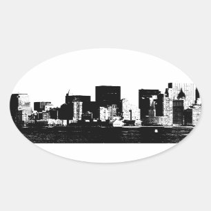 Sticker ovale Panoramique New York City