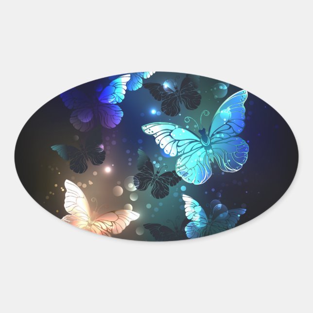 Sticker Ovale Papillon de nuit (Devant)