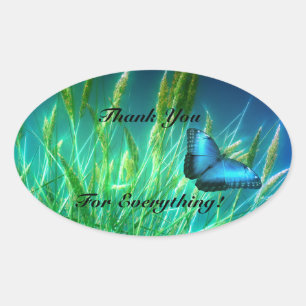 Sticker Ovale Papillon Merci