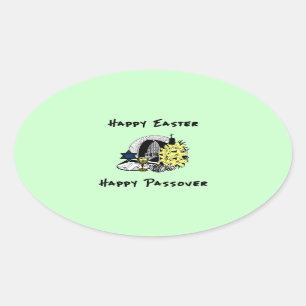 Sticker Ovale Pâques et pâque interconfessionnelles heureuses