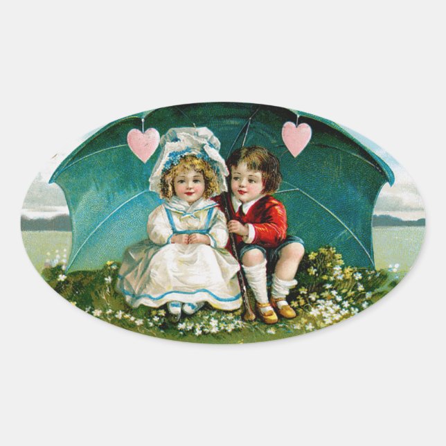Sticker Ovale Parapluie d'amour (Devant)
