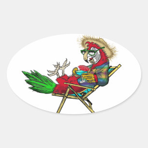 Sticker Ovale Parrot Beach