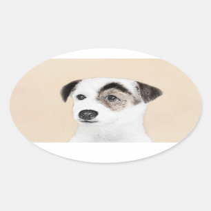 Sticker Ovale Parson Jack Russell Terrier Peinture - Chien Art