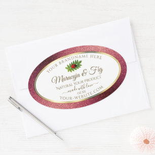 Sticker Ovale Parties scintillant Bourgogne Blanc produit Étique