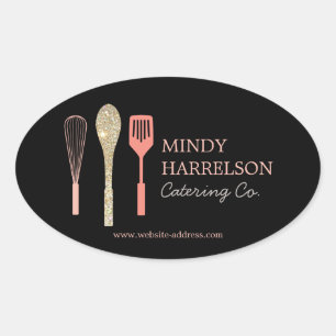 Sticker Ovale Parties scintillant cuillère Whisk Spatula Bakery