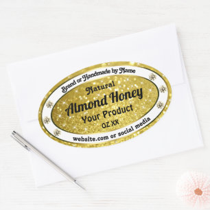 Sticker Ovale Parties scintillant d'or Stars Sparkle Diamonds Ét