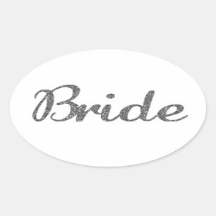 Sticker Ovale Parties scintillant mariée Silver