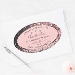 Sticker Ovale Parties scintillant rose étoiles Emballage de prod