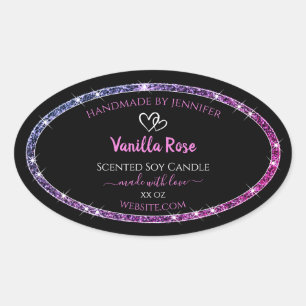 Sticker Ovale Parties scintillant rose violet produit emballage