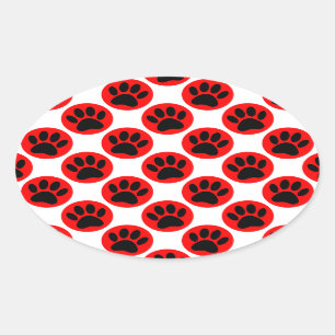 Sticker Ovale Patrouilles De Chien Noir En Pois Rouge