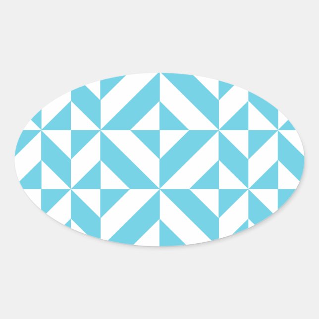 Sticker Ovale Patters de Ocean Blue Geometric Deco (Devant)