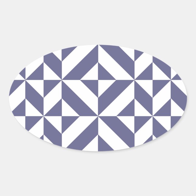 Sticker Ovale Patters Midnight Blue Geometric Deco Cube (Devant)