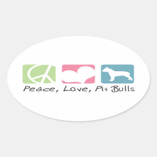 Sticker Ovale Peace Love Pit Bulls