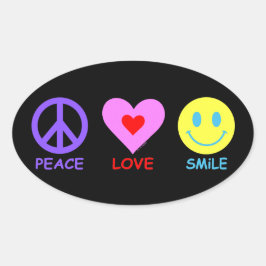 Sticker Ovale Peace Love Smile