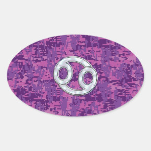 Sticker Ovale Pearle comme cancer Zodiac Connexion Camo numériqu