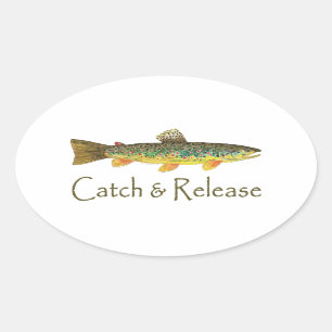 Sticker Ovale Pêche à la capture et au rejet