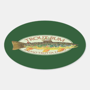 Sticker Ovale Pêche à la truite