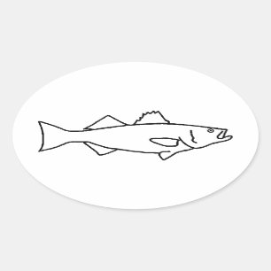 Sticker Ovale Pêche à l'eau de mer - bar rayé