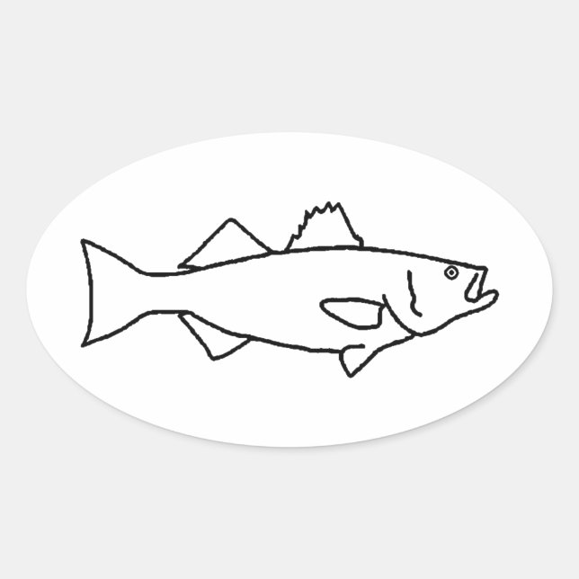 Sticker Ovale Pêche à l'eau salée - Basse rayée (Devant)