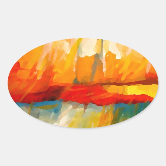 Sticker Ovale Peinture Abstraite moderne (Devant)