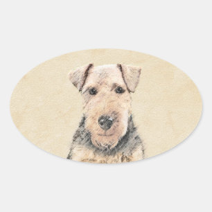 Sticker Ovale Peinture galloise Terrier - Cute Original Chien Ar