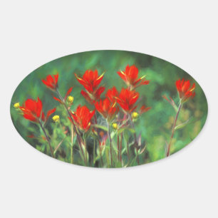 Sticker Ovale Peinture indienne de pinceau - Art Fleur original