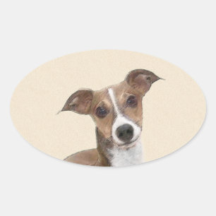 Sticker Ovale Peinture italienne Greyhound - Cute Original Chien