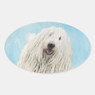 Sticker Ovale Peinture Komondor - Cute Original Chien Art