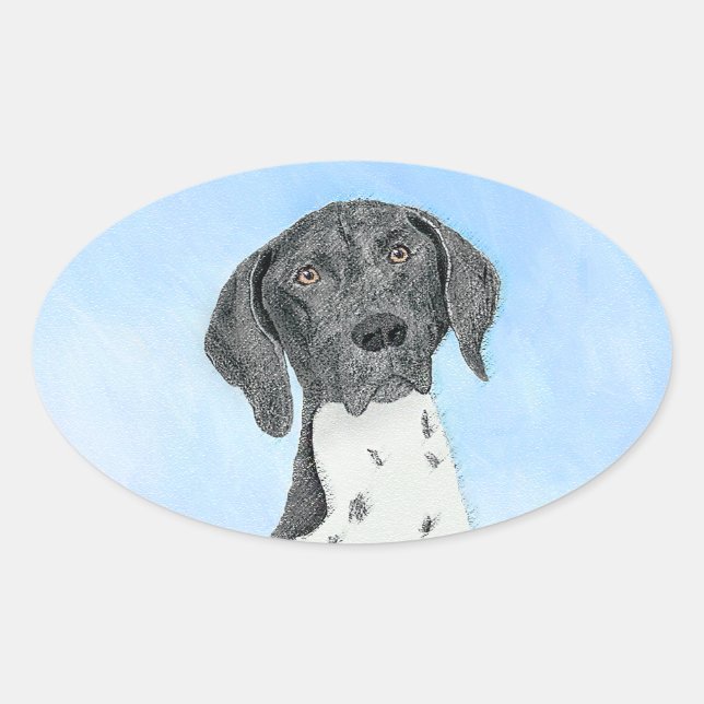 Sticker Ovale Peinture pointeur germanique - Art original (Devant)