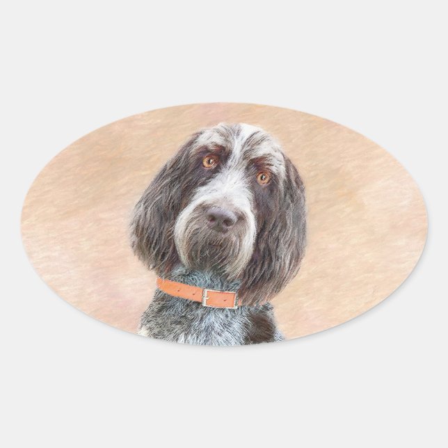 Sticker Ovale Peinture Spinone Italiano - Belle Art Original Chi (Devant)